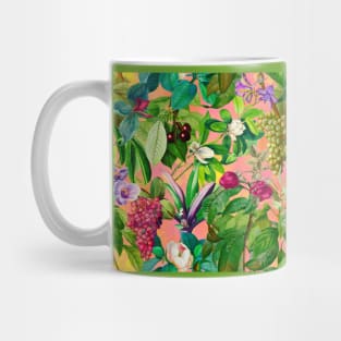 Trendy tropical floral leaves and fruits tropical pattern, botanical illustration, tropical plants, rose blush pink floral illustration Mug